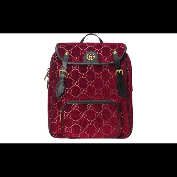 Sold!!! GUCCI GG Red Velvet BACKPACK - Picture 2 of 10
